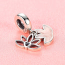 BELAWANG DIY Silver Beads Fit Original Charm Bracelet 925 Sterling Silver Charm Enamel Lotus Flower Bead Fashion Jewelry