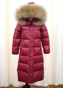 Large Natural Raccoon Fur Collar Hooded Winter Down Jacket Women 90% White Duck Down Thick Warm Park Female Long Snow Coat