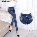 2022 autumn high waist winter warm thick ladies jeans woman button fly legging pencil pants jeans clothes stretch women jeans