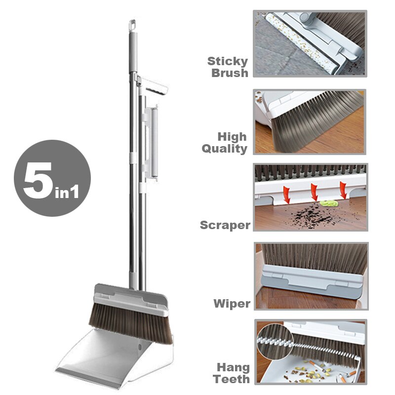 UNTIOR Creative Windproof Broom Dustpan Suit Magnetic Attraction Foldable Storage Soft Easy Clean Home Sweeping Cleaning Tools