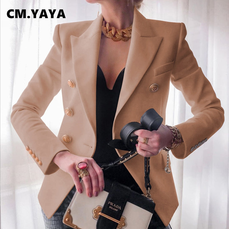 CM.YAYA Damen Blazer Solide Volle Ärmel Zweireihig Schlank Lässige Blazer Weibliche Mode High Streetwear Sommer 2021