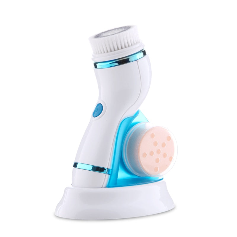 Cepillo de limpieza facial eléctrico 4 en 1, depurador de piel, limpieza facial profunda, máquina peladora, limpiador de poros, rodillo masajeador