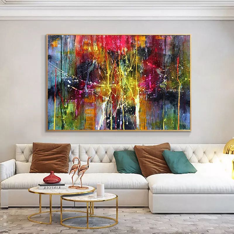 Gran oferta, 100%, pintura al óleo abstracta pintada a mano sobre lienzo, arte Pop, cuadro de pared moderno para sala de estar, estudio, decoración del hogar