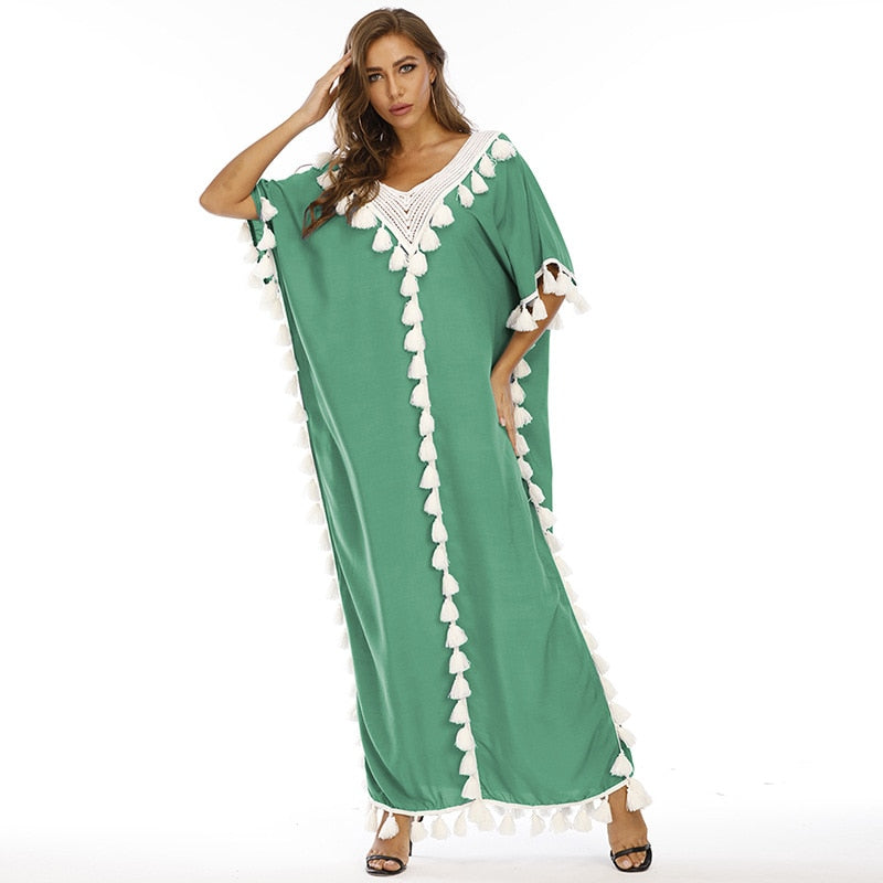 Muslimisches marokkanisches Kaftan Abaya Kleid Frauen Kurzarm Ramadan Islamische Kleidung Lose Robe Jilbab Maxi Party Vestido Kaftan Abayas