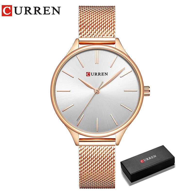 CURREN, relojes para mujer, reloj de pulsera de lujo, reloj femenino, reloj para mujer, acero milanés, reloj de cuarzo dorado rosa para mujer, nuevo