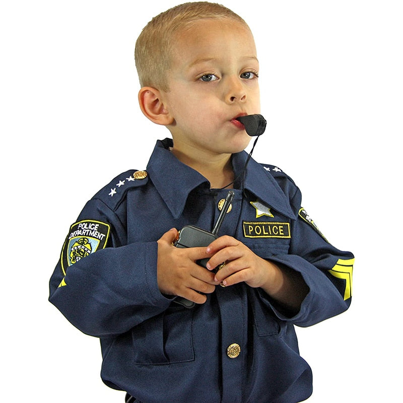 Disfraz de oficial de policía de lujo y juego de rol para niños, Halloween, Carnaval, fiesta, actuación, disfraz de uniforme