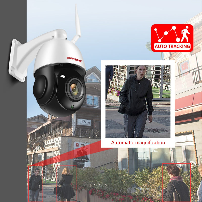 Outdoor-IP-Kamera 5 MP 4G Sim-Karte WIFI AI Auto-Tracking 30-facher Zoom Wireless PTZ Speed ​​Dome CCTV-Kamera Zwei-Wege-Audio IR 80 m Camhi