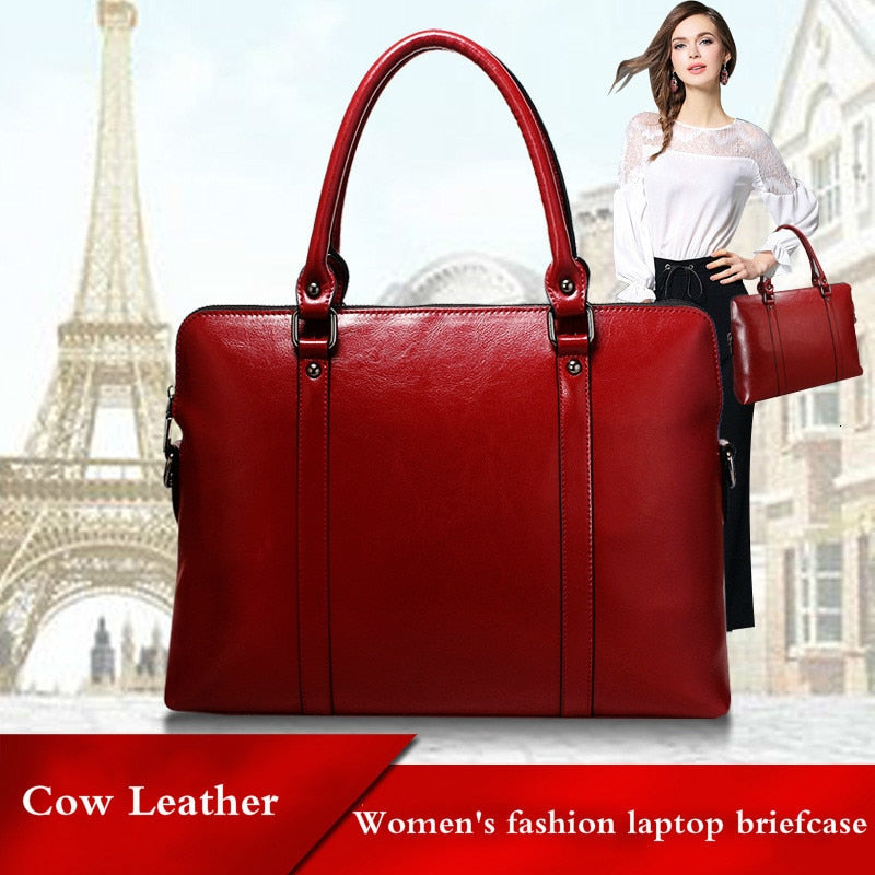Neue Aktentasche aus echtem Leder für Frau Laptop Computer Tasche Damen Handtaschen Büro Damen Schulter Messenger Bags Bolso Hombre