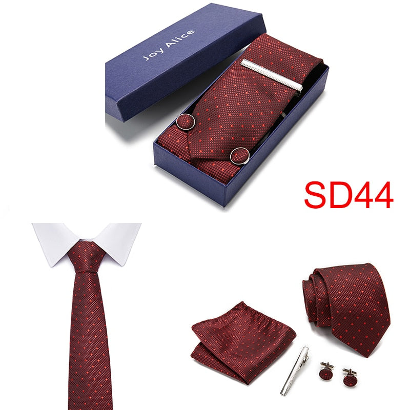Gift Box 38 styles Tie Set Hanky Cufflinks With Gift Box Jacquard Woven Neckties Set For Men Wedding Party Lots of  accessories