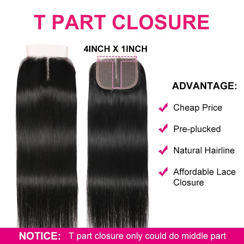 Unice Hair 4X4 Lace Closure Brazilian Straight hair Pre Plucked Closure Lace Remy Human Natural Color Black