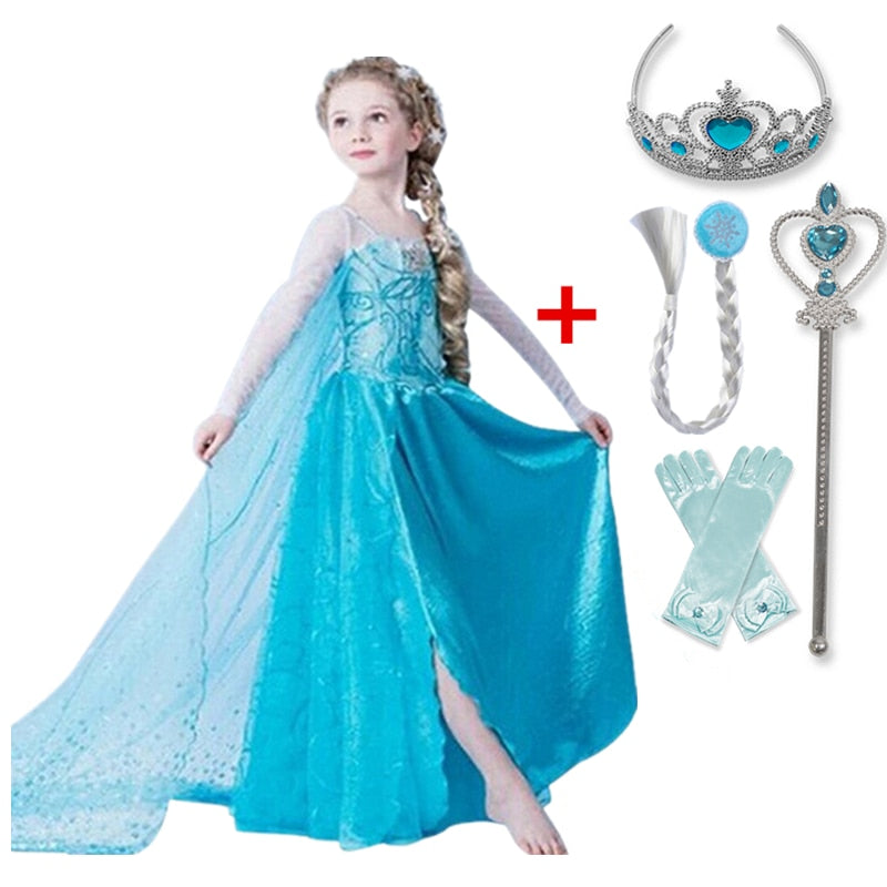 Girls Cosplay Dress For Kids Princess Costume Halloween Party Dress Up Children Disguise Fantasia Robe Fille