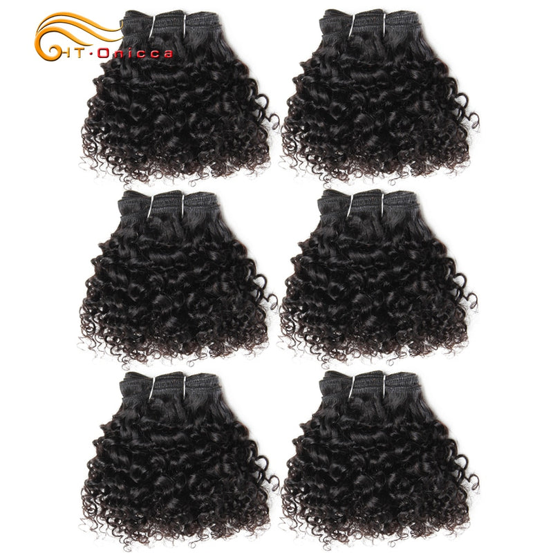 6Pcs/Lot Peruvian Curly Bundles Jerry Curl Double Drawn Human Hair Remy Funmi Hair T1B 30 99J Colored Hair Extension Htonicca