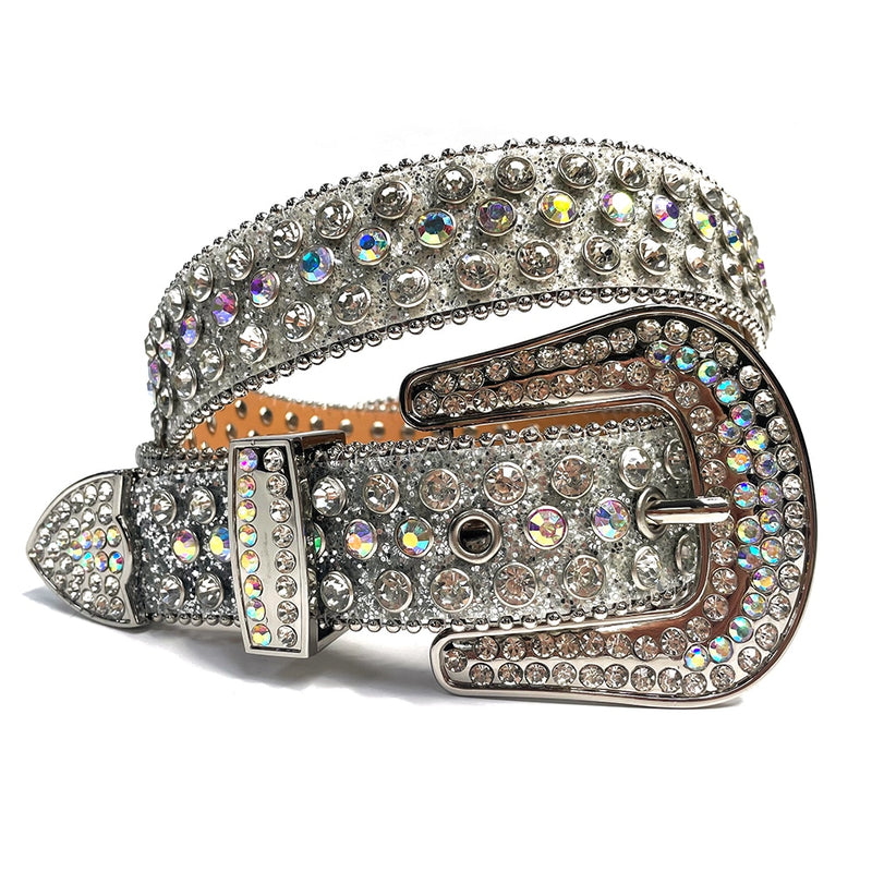 Bling Bling Western Strass Gürtel Luxus Strap Crystal Belt Cowgirl Cowboy Nietengürtel für Frauen Männer Cinturones Para Mujer