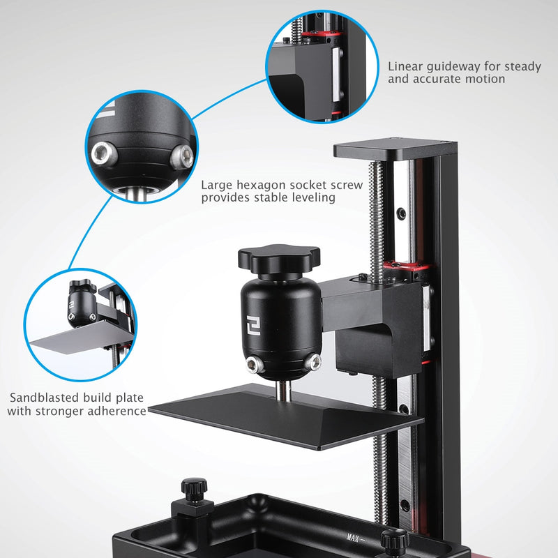 ELEGOO MARS 2 PRO Mono SLA 3D-Drucker UV-Fotohärtender LCD-3D-Drucker mit 6-Zoll-2K-Monochrom-LCD-Druckgröße 129 x 80 x 160 mm