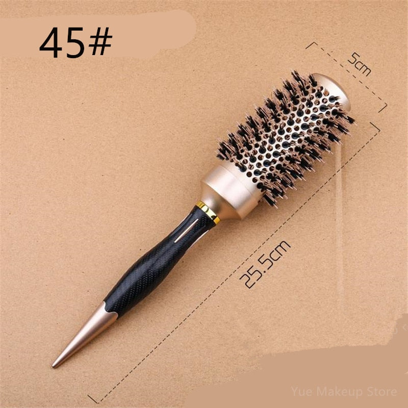 Professional 4 Sizes Round Hair Comb Hairdressing Curling Hair Brushes Comb Ceramic Iron Barrel Comb Salon Styling Tools 30#