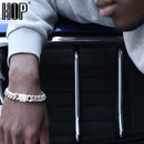 Hip Hop Heavy Iced out 12MM caja grande hebilla cadena cubana cobre AAA + Cubic Zirconia piedras pulsera para hombres rapero joyería