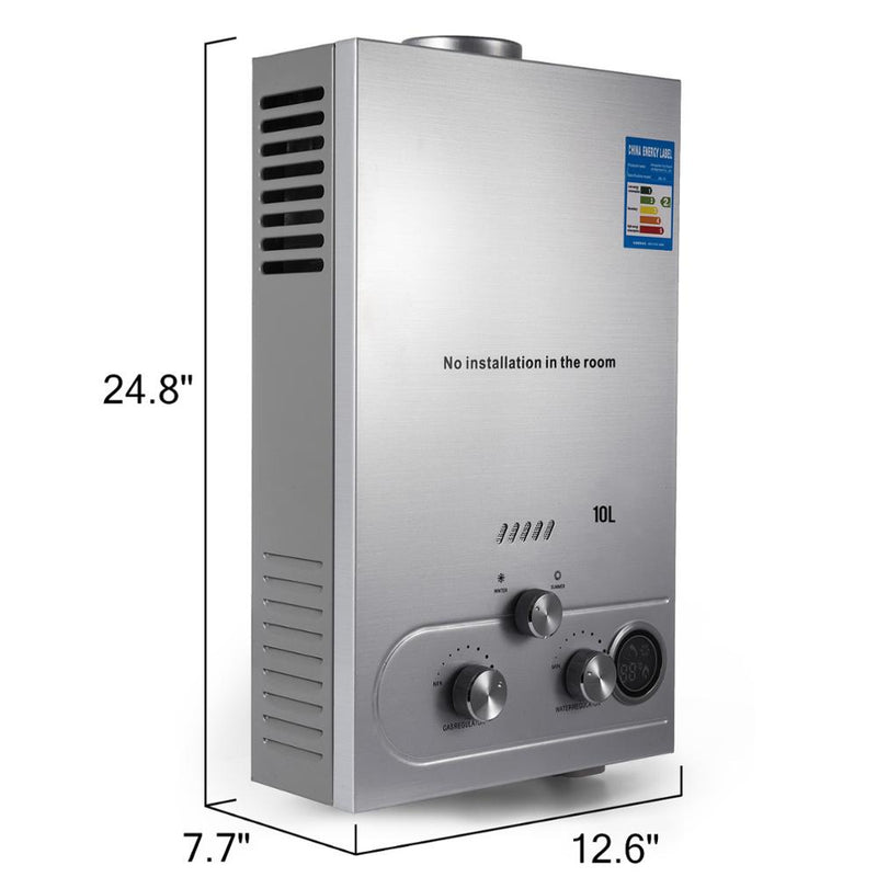 Hot Water Heater 6/8/10/12/16/18L Liquefied Petroleum Gas Water Heater Tankless Instant Boiler with Shower Head and LCD Display