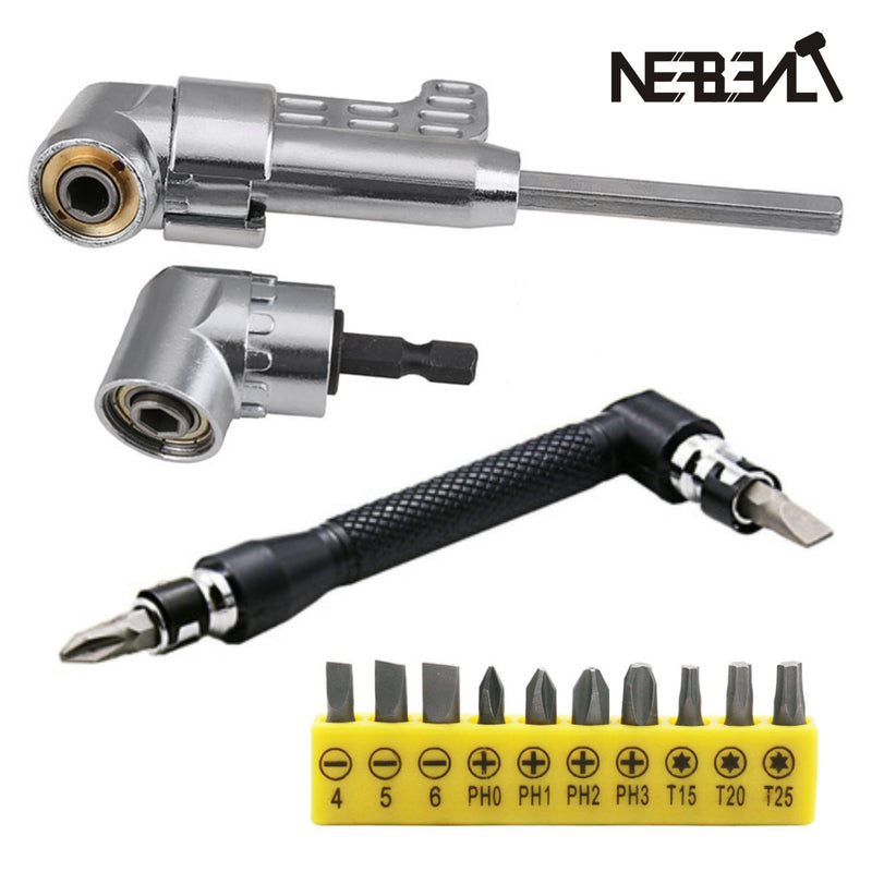 Dual Head L-shaped Mini Socket Wrench 105 degrees 1/4" Extension Hex Drill Bit Key Utility Tool And Screwdriver Bit Drill Set