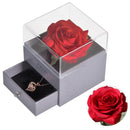 Mothers Day Natural Eternal Rose Jewelry Box /w 100 Languages Love Necklace Preserved Flowers Proposal Ring Case Gifts for Her