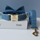 Kostenlose Gravur Schleife Hundehalsband Labrador Stier Bowknot Haustierhalsband Leine Riemen verstellbare Schnalle Zubehör französische Bulldogge Cowboy 01