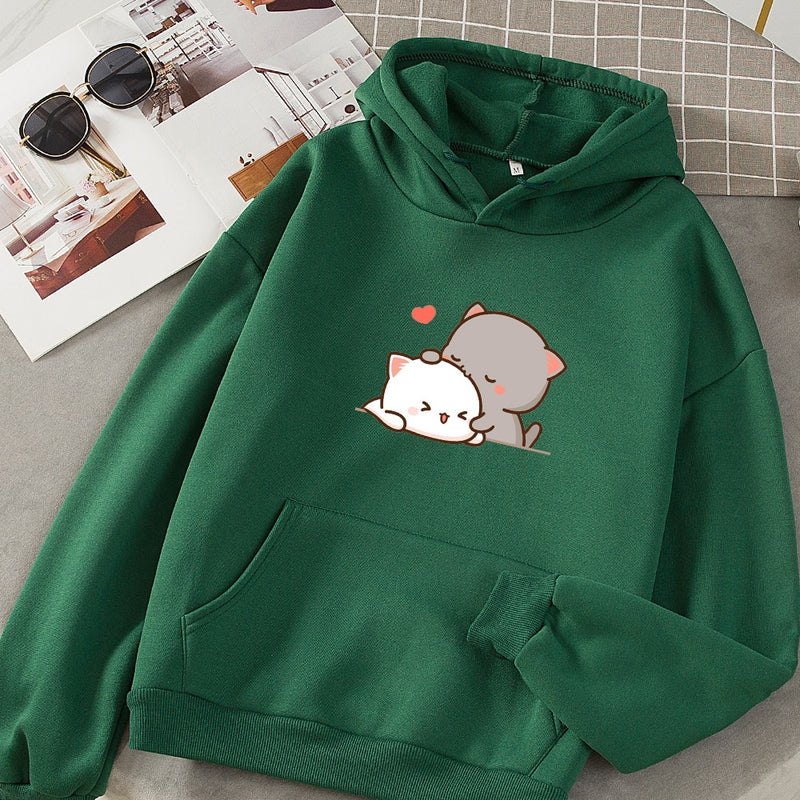 Women Autumn Hoodie Sweatshirts Korean Fashion Hoody for Ladies Kawaii Anime Jumper Streetwear Plus Size Sweatshirts Couple