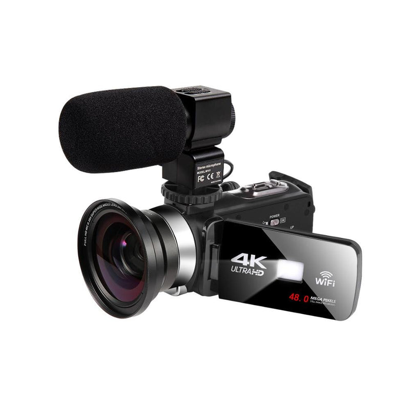 Digital Video Camera with Microphone Professional 4K Camcorder for Live Stream WiFi Vloger Youtube Night Vision 48MP Photography