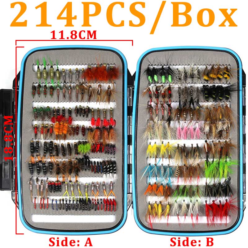 32/50/214PCS Fly Fishing Lure Dry Wet Flies Nymph Streamer Artificial Pesca Bait Lure Carp Trout Pesca Fishing Tackle Fly Box