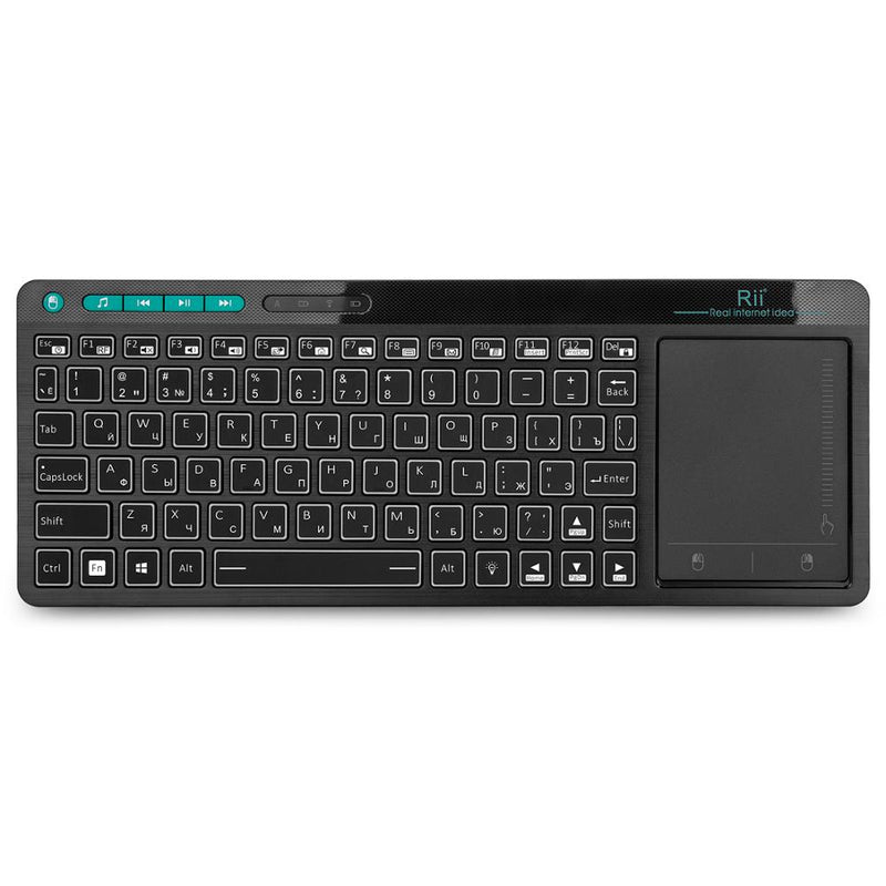 Rii K18 Plus Multimedia inalámbrico Inglés Ruso Francés Hebreo Teclado 3-LED Color Retroiluminado con Multi-Touch para TV Box, PC