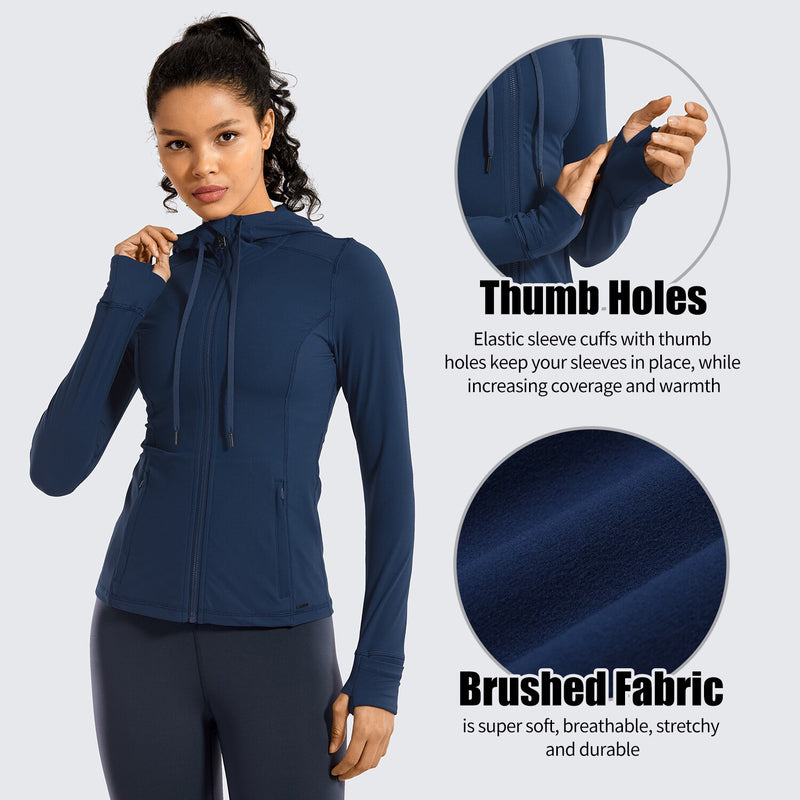 Ropa deportiva Chaqueta deportiva para mujer Chaqueta con capucha y cremallera completa cepillada mate para mujer Abrigos Ropa de abrigo Chaquetas deportivas con capucha para entrenamiento Bolsillos