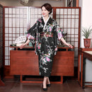 Onesize Female Japanese Kimono Bathrobe Gown V-neck Satin Evening Party Prom Gown Vintage Cosplay Costume Full Sleeve Gown