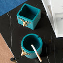 Cenicero a prueba de viento con diseño de cabeza de ciervo, Cenicero cuadrado redondo de resina Moden para el hogar, oficina, hotel, regalo al aire libre, Cenicero sin humo