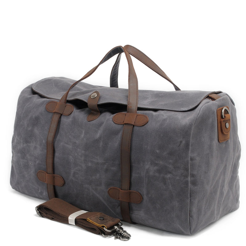 MUCHUAN Vintage Pure Cotton Canvas Leather Travel Duffle Bags Large Capacity Weekend Bag Overnight Bag Men Hand Luggage Big