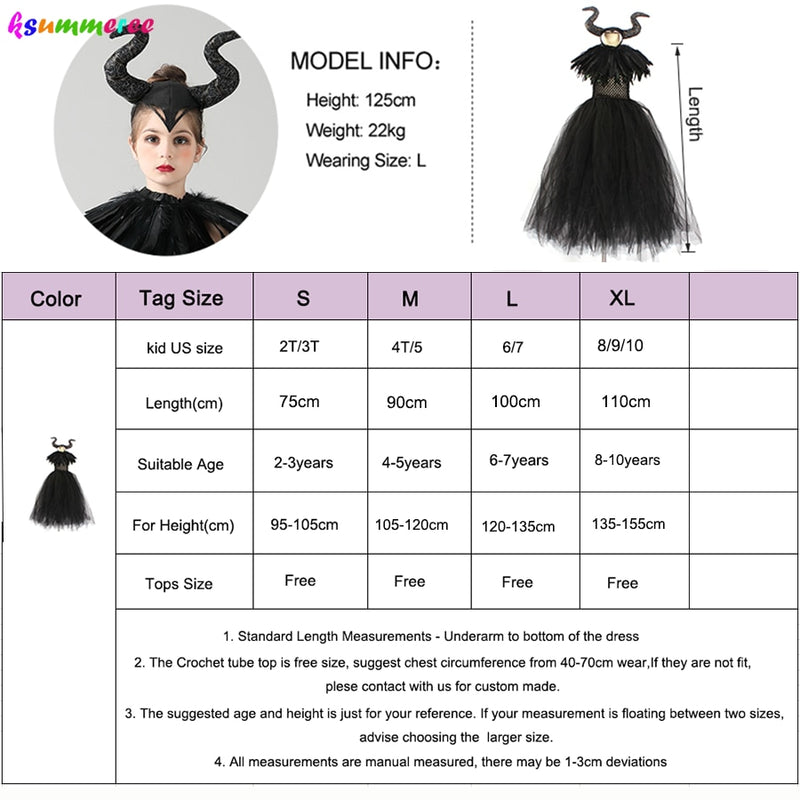 Mädchen Halloween Böse Hexe Schwarzes Kleid Tutu Kleid mit Federschal Viktorianische Kinder Dunkle Königin Bösewicht Cosplay Kostüm