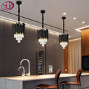Modern black chandelier lighting for dining room Dia30cm hanging crystal lamp luxury kitchen island led cristal light fixture