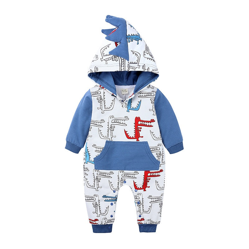 Cute 3D Dinosaur Baby Rompers Autumn Long Sleeve Newborn Baby Boy Girl Romper Playsuit Baby Clothes Hooded Cute Clothing 0-2Y