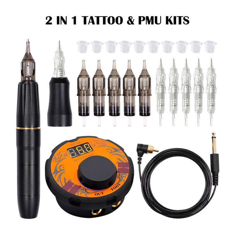 Biomaser Permanent Make-up Maschine Tattoo Kit Rotary Pen Liner &amp; Shader Microblading Augenbraue Eyeliner Lippe mit Kartuschennadel