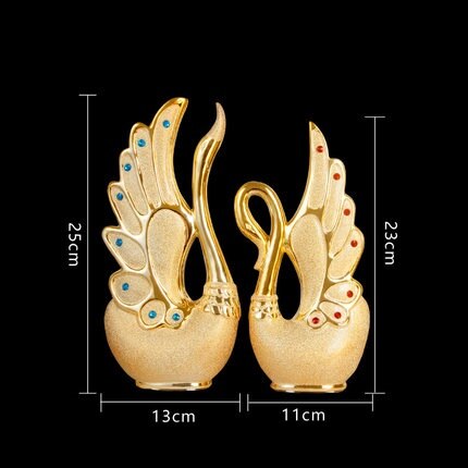EWAYS 2PCS/SET Swan Lovers Home Decor Ceramic Crafts Porcelain Animal Figurines Wedding Decoration Lovers New Year Gift