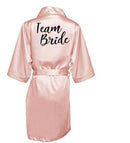 new bride bridesmaid robe with white black letters mother sister of the bride wedding gift bathrobe kimono satin robes
