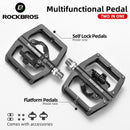 Pedal de bicicleta ROCKBROS, pedales de bicicleta MTB antideslizantes, plataforma plana de aleación de aluminio, accesorios de ciclismo impermeables SPD aplicables