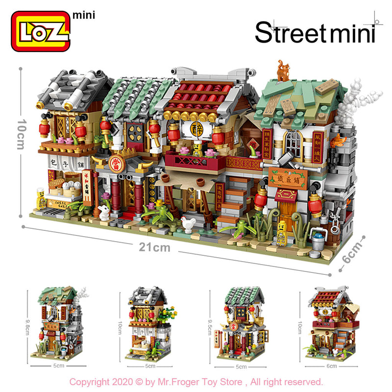LOZ Mini Block Mini Chinatown China Street Chinese Tradition Special Model DIY Assembly Toys for Children Educational Anime