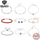 BISAER 925 Sterling Silber Runde Glücksblaue Böse Augen Liebe Herz Offene Armreifen Damen &amp; Mädchen Silber Armbänder Mode Schmuck