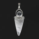 KFT Natural Healing Crystal Quartz Cone Shape Amethysts Stone with Round Beads Pendulum Stone Pendant Amulet Jewelry