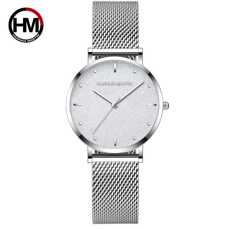Women Watches New Flash Stars Stainless Steel Rose Gold Mesh Unique Simple Casual Quartz Waterproof Wristwatches Clock Hot Sale