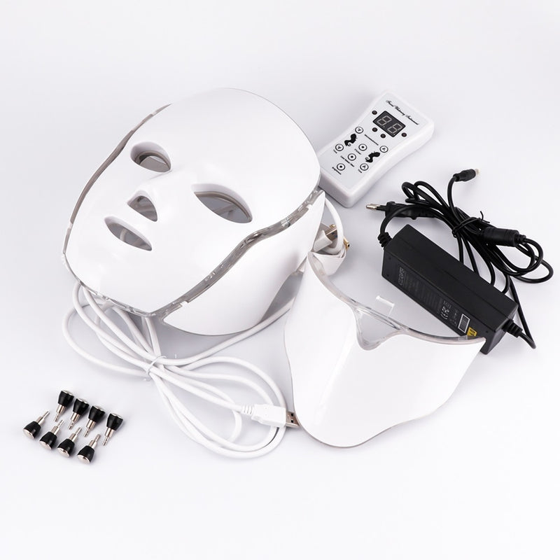 Air Bag-7 Colors Light LED-Gesichtsmaske mit Nackenhautverjüngung Gesichtspflegebehandlung Schönheit Anti-Akne-Therapie Bleaching