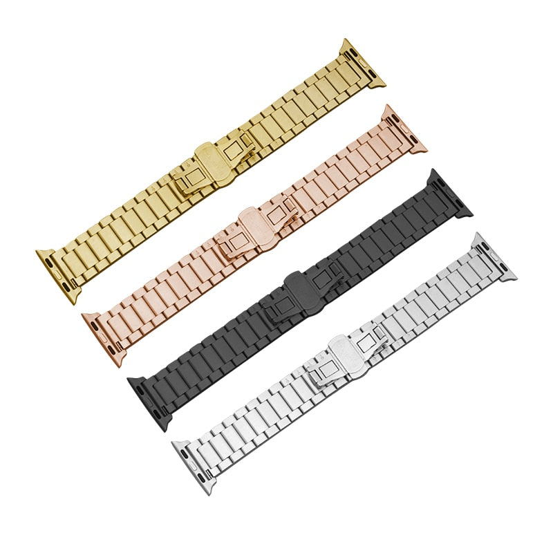 Edelstahlarmband für Apple Watch Band 44 40 42 38 41 44 mm Für iWatch Band Butterfly Metal Bracelet 5 4 3 se 6 7 Series