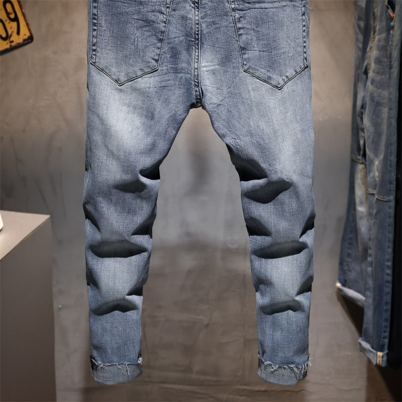 Männer Neue Zerrissene Lässige Röhrenjeans Hosen Modemarke Mann Streetwear Brief gedruckt Distressed Hole Grey Denim Pants