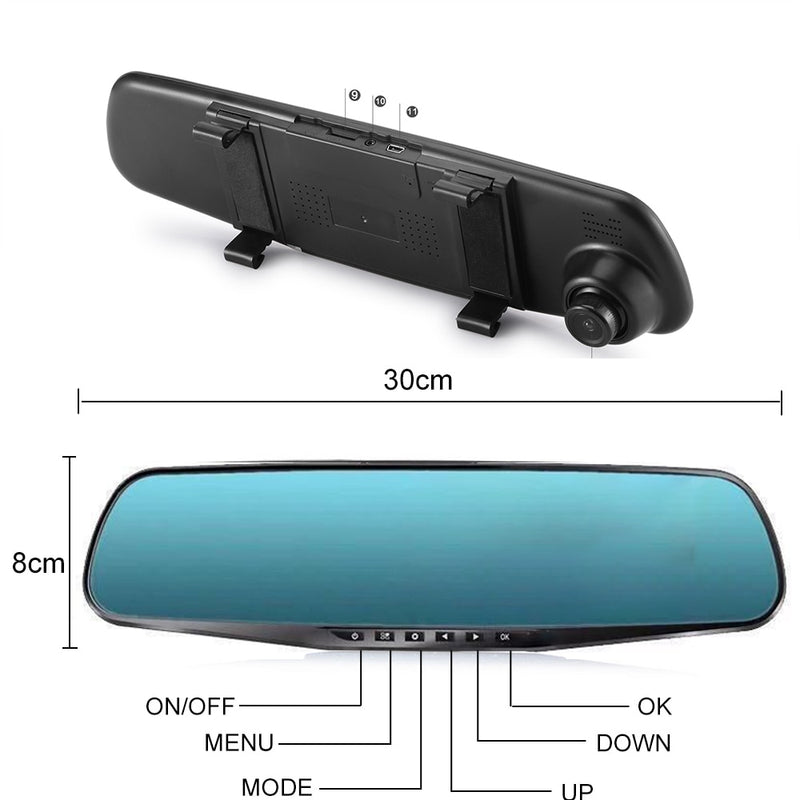 4.3 Inch Rearview Mirror Car Dvr Camera Hd 1080P Car Mirror Video Recorder with Rear View Camera Car Screen Mirror Dash Camera
