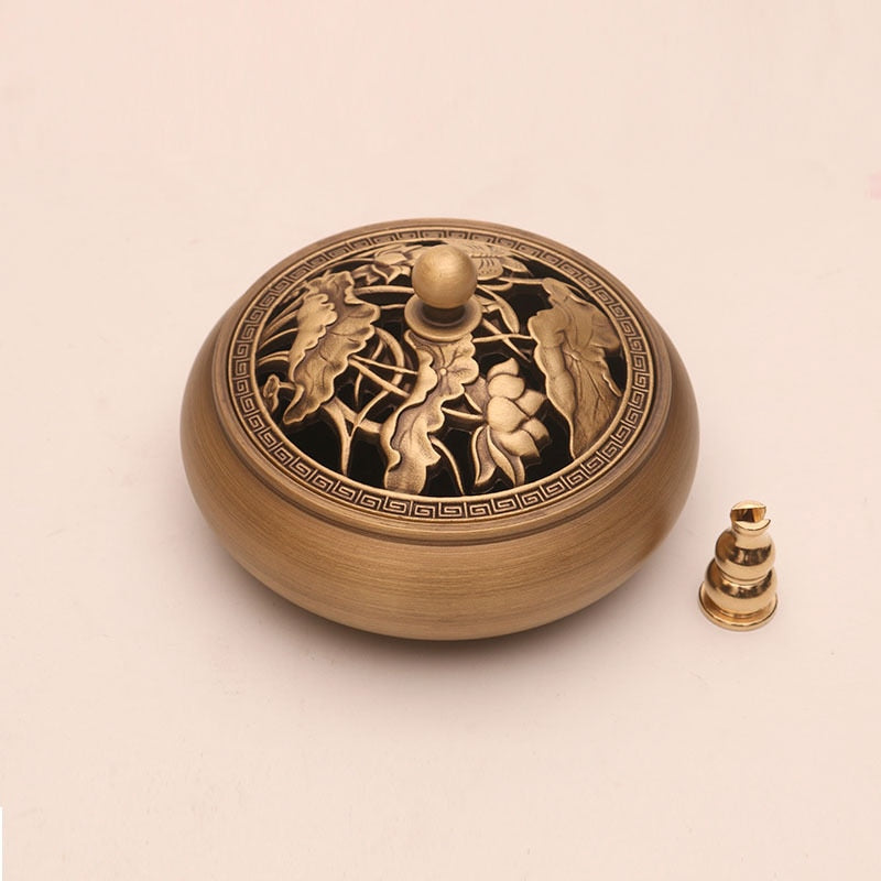 Quemador de incienso de tres patas de artesano de cobre, placa de estufa Zen Xuande, quemador de sándalo, quemador de incienso puro