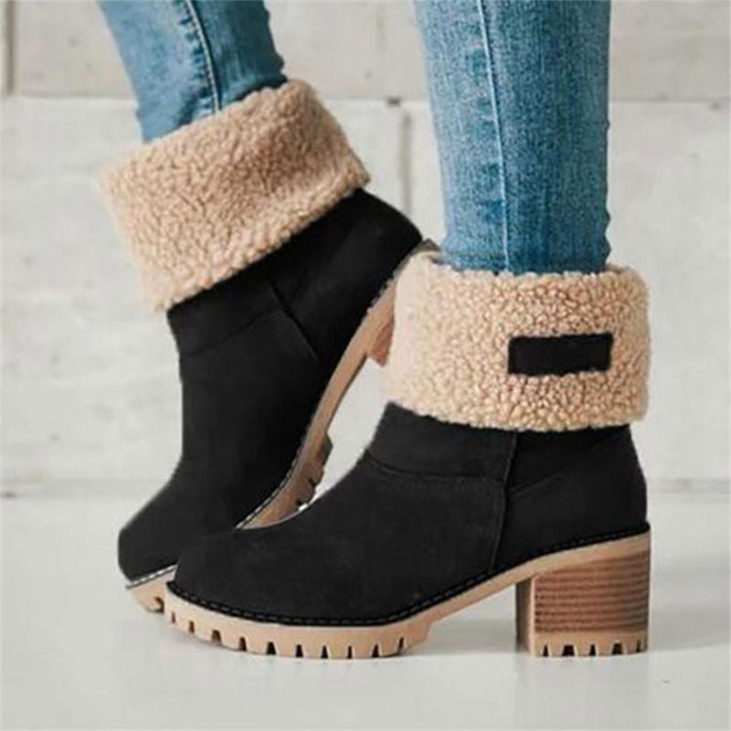 Frauen-Winter-Pelz-warme Schnee-Aufladungs-Damen-warme Wollbooties Ankle Boot Bequeme Schuhe plus Größe 35-43 Casual Women Mid Boots