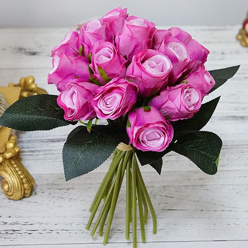 Ramo de rosas artificiales de seda rosa para el hogar, decoración de boda, rosa polvorienta, flor falsa, decoración de mesa de otoño, suministros para fiestas